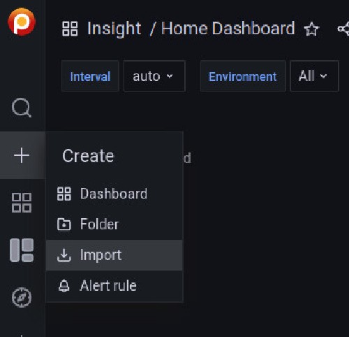 Den Dashboard Import öffnen